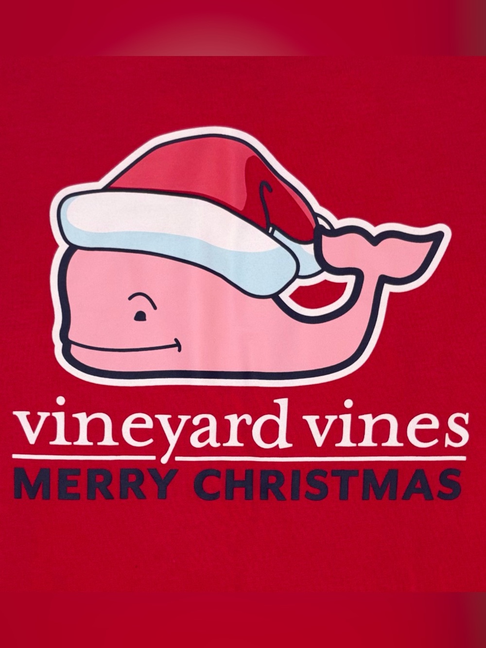 Vineyard Vines red long sleeve Christmas whale tee sz L (14) EUC